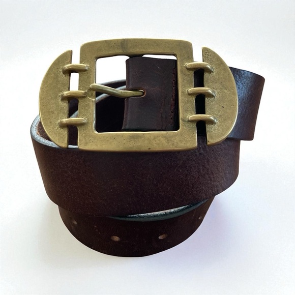 Isaiah Kincaid Vintage Made in USA Genuine Chocolate Brown Leather/Brass Belt 30